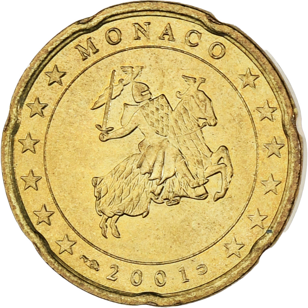 Monaco, Rainier III, 20 Euro Cent, 2001, Paris, SPL-, Ottone, Gadoury:MC176