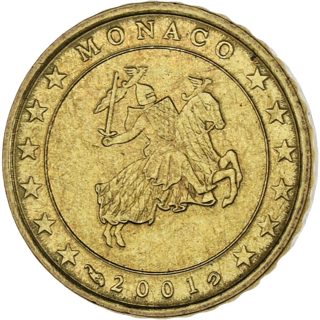 Monaco, Rainier III, 10 Euro Cent, 2001, Paris, SUP, Laiton, Gadoury:MC175
