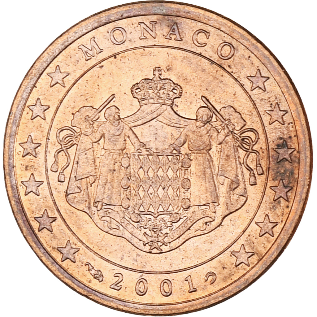 Monaco, Rainier III, 5 Euro Cent, 2001, Paris, AU(55-58), Copper Plated Steel