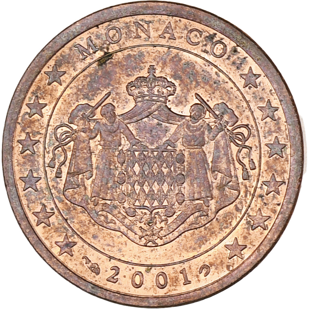 Monaco, Rainier III, 5 Euro Cent, 2001, Paris, AU(55-58), Copper Plated Steel