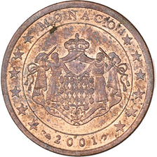 Monaco, Rainier III, 5 Euro Cent, 2001, Paris, AU(55-58), Copper Plated Steel