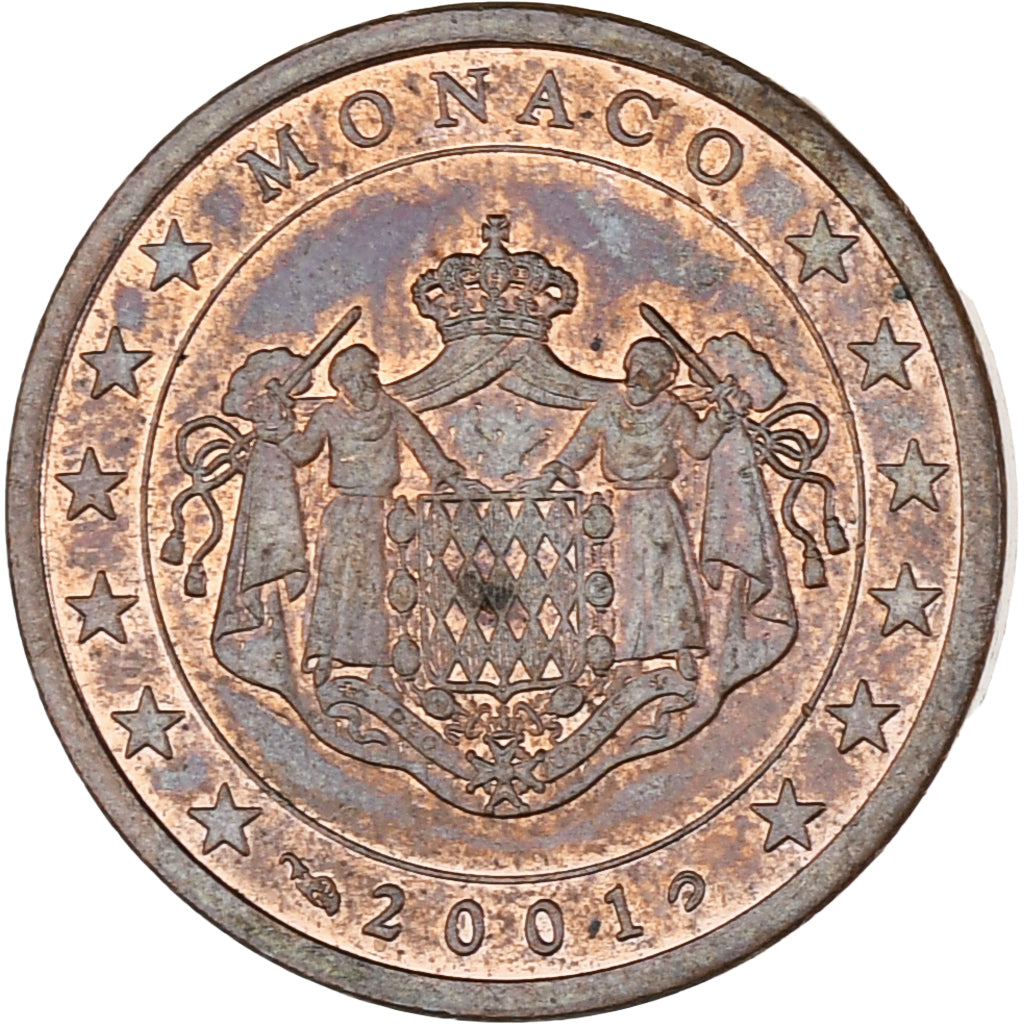 Monaco, Rainier III, 5 Euro Cent, 2001, Paris, SUP, Cuivre plaqué acier