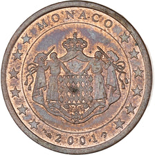 Monaco, Rainier III, 5 Euro Cent, 2001, Paris, SUP, Cuivre plaqué acier
