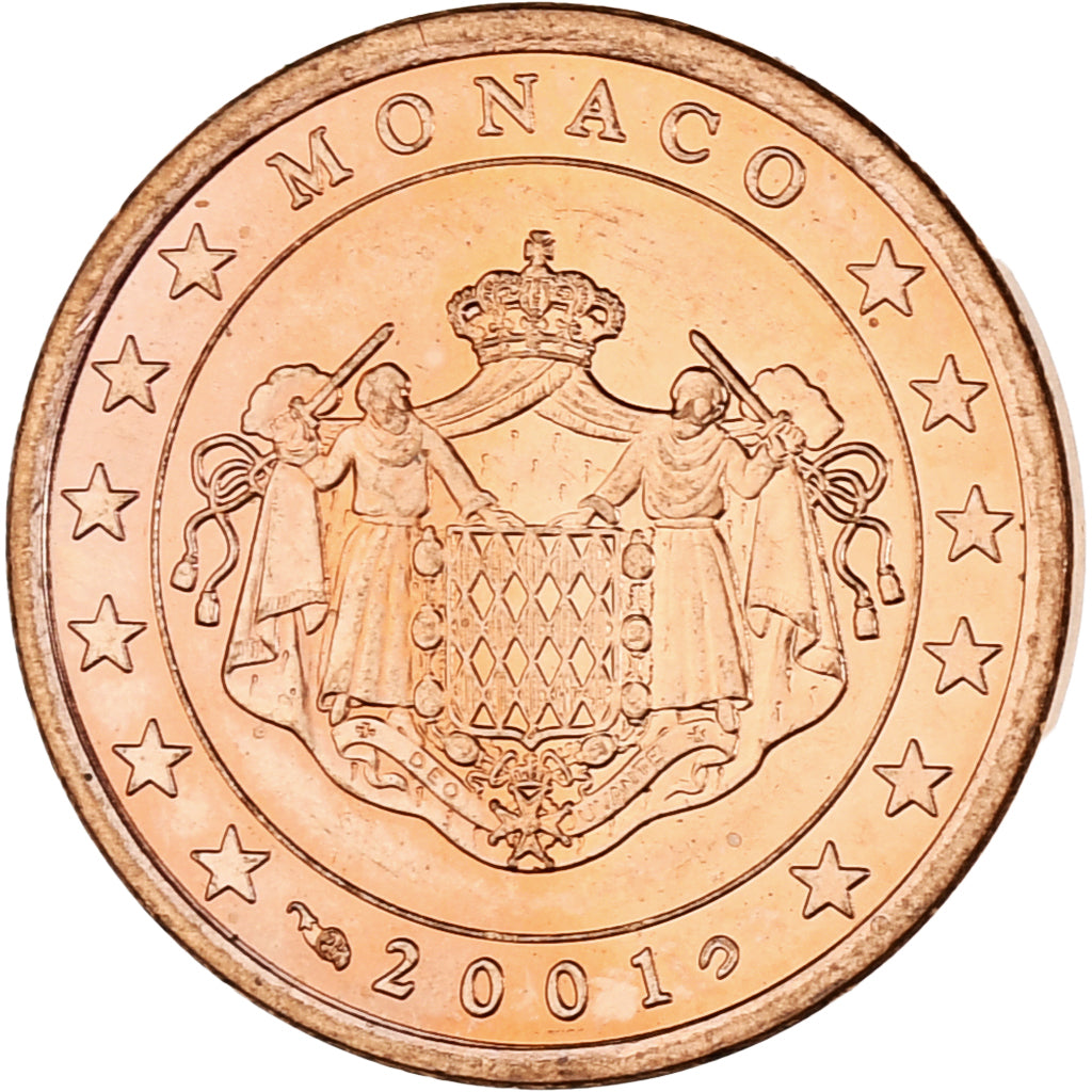 Monaco, Rainier III, 5 Euro Cent, 2001, Paris, SPL, Acciaio placcato rame