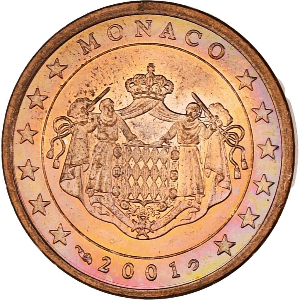 Monaco, Rainier III, 5 Euro Cent, 2001, Paris, MS(63), Copper Plated Steel