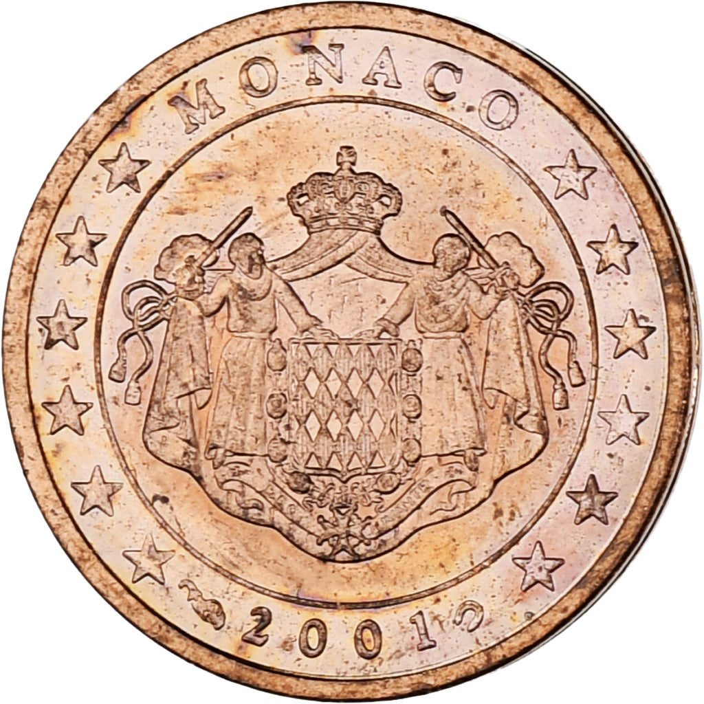 Monaco, Rainier III, 2 Euro Cent, 2001, Paris, SPL-, Acciaio placcato rame