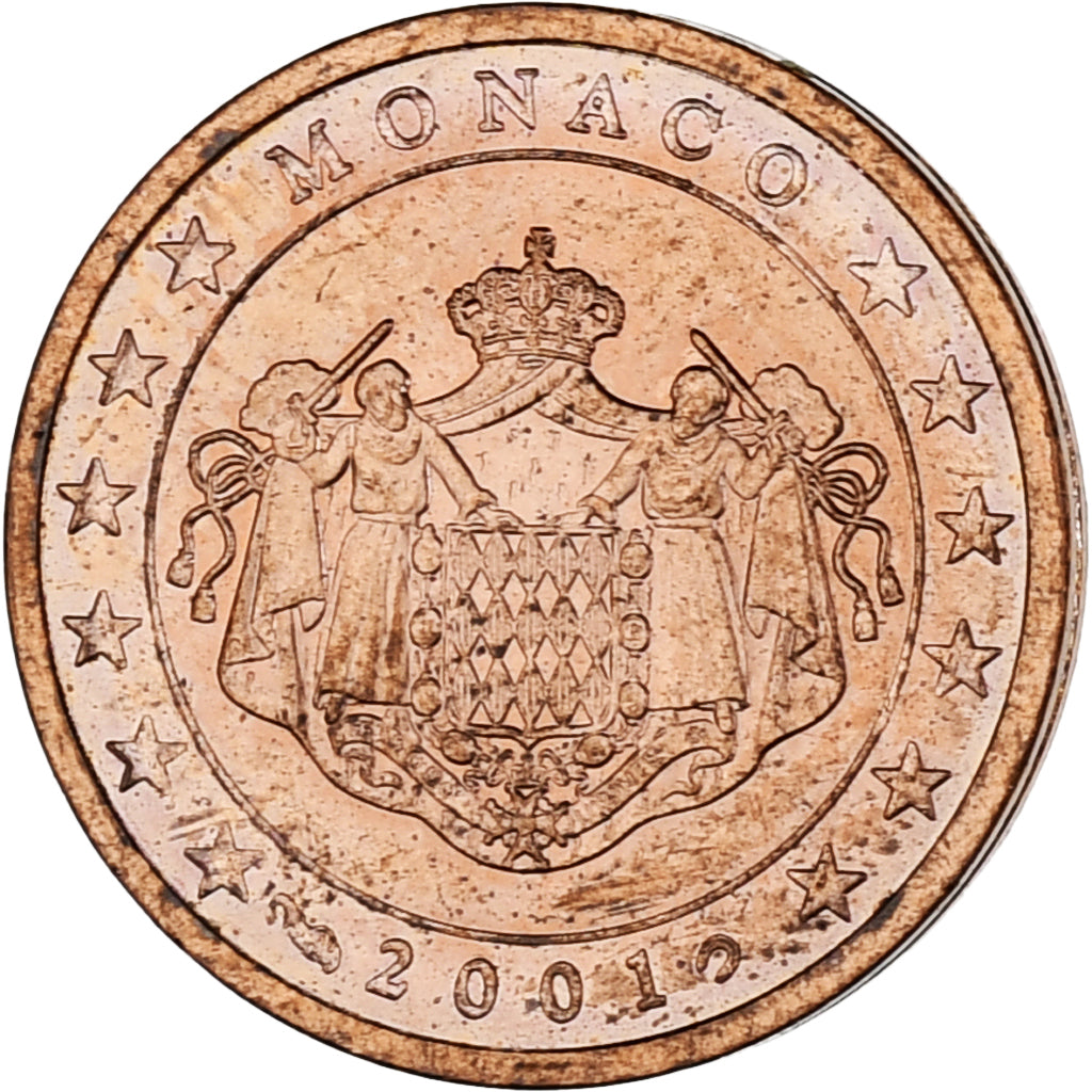 Monaco, Rainier III, 2 Euro Cent, 2001, Paris, AU(55-58), Copper Plated Steel