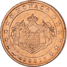 Monaco, Rainier III, 2 Euro Cent, 2001, Paris, AU(55-58), Copper Plated Steel