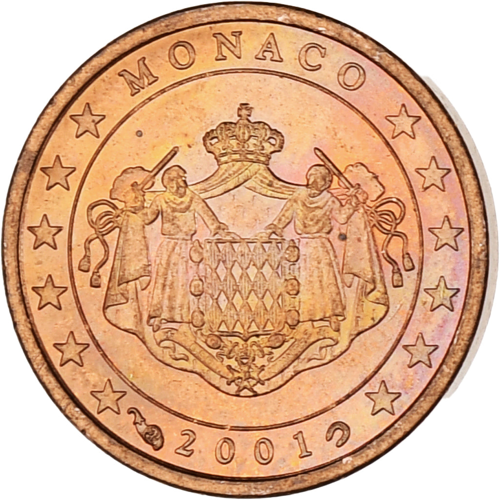 Monaco, Rainier III, Euro Cent, 2001, Paris, MS(63), Copper Plated Steel