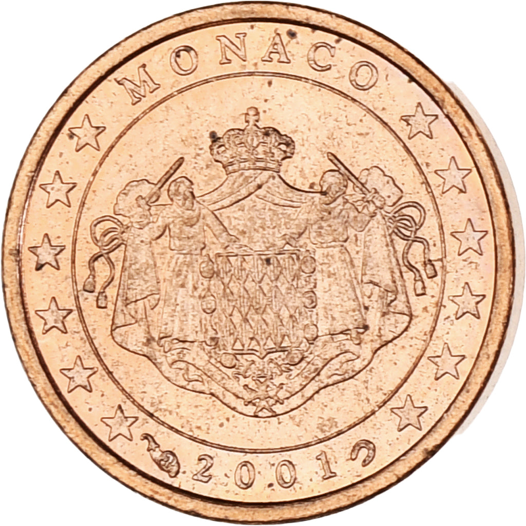 Monaco, Rainier III, Euro Cent, 2001, Paris, AU(55-58), Copper Plated Steel
