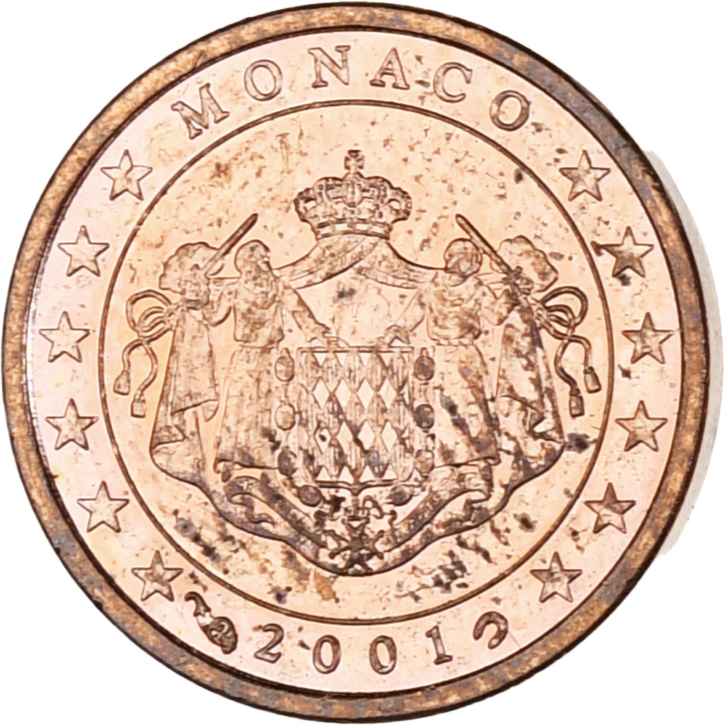Monaco, Rainier III, Euro Cent, 2001, Paris, AU(55-58), Copper Plated Steel