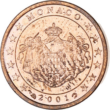 Monaco, Rainier III, Euro Cent, 2001, Paris, AU(55-58), Copper Plated Steel