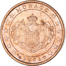 Monaco, Rainier III, Euro Cent, 2001, Paris, AU(55-58), Copper Plated Steel