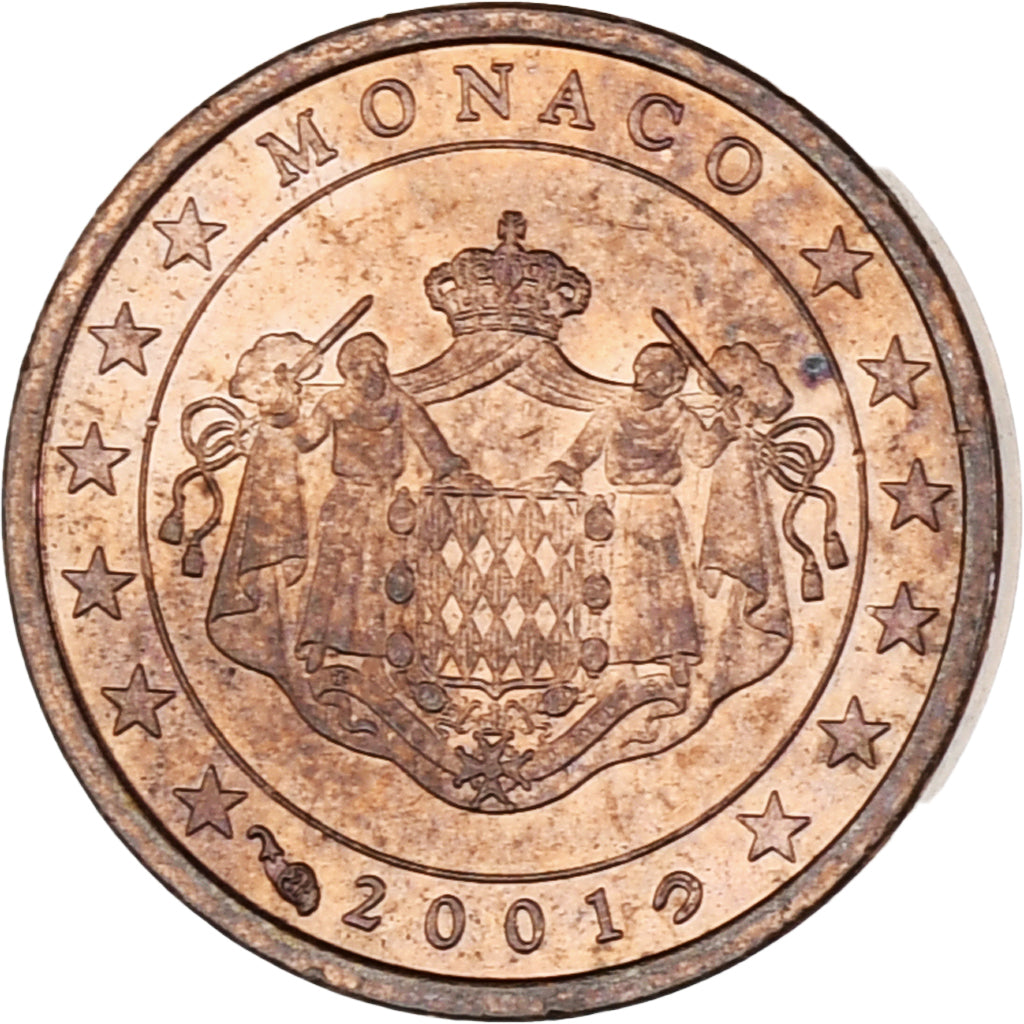 Monaco, Rainier III, Euro Cent, 2001, Paris, EF(40-45), Copper Plated Steel