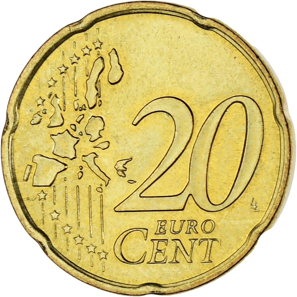 Mónaco, Rainier III, 20 Euro Cent, 2002, Paris, SC, Latón, Gadoury:MC176