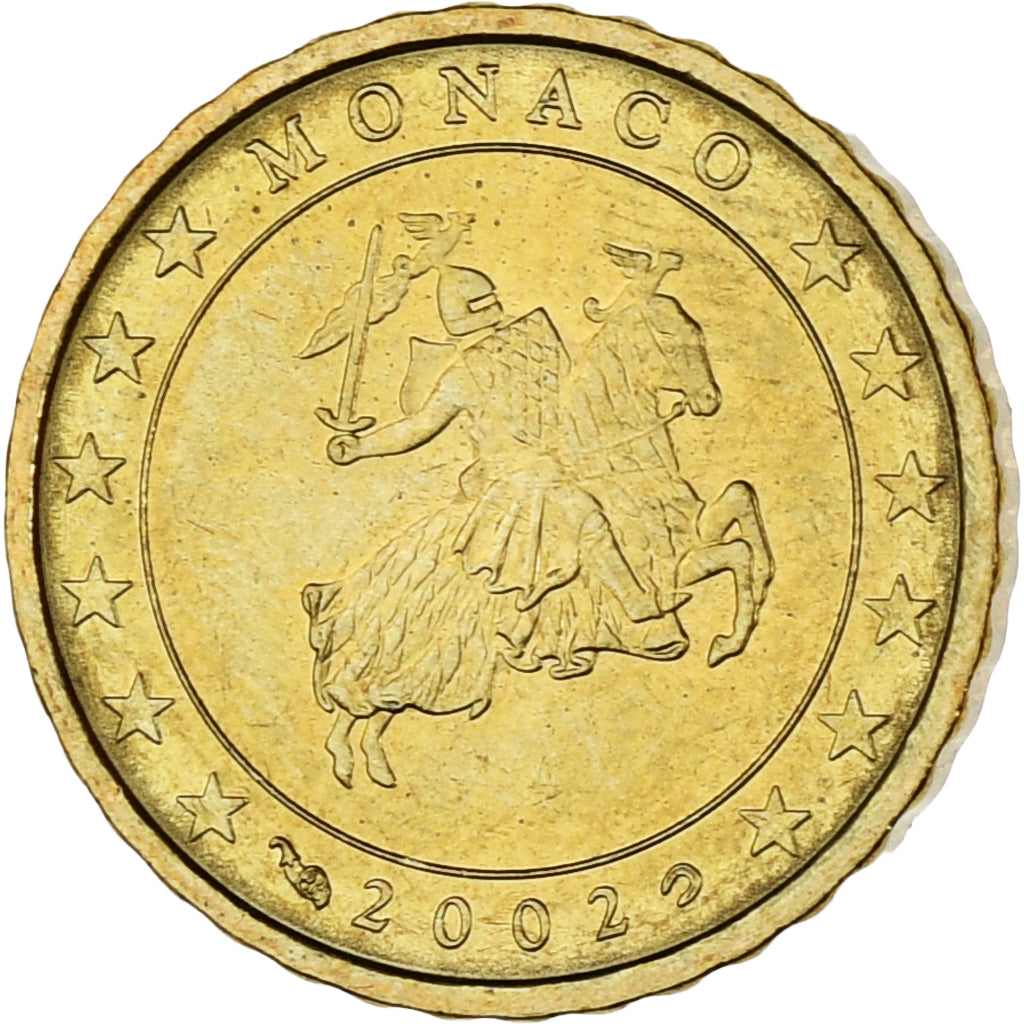 Monaco, Rainier III, 10 Euro Cent, 2002, Paris, MS(63), Brass, Gadoury:MC175