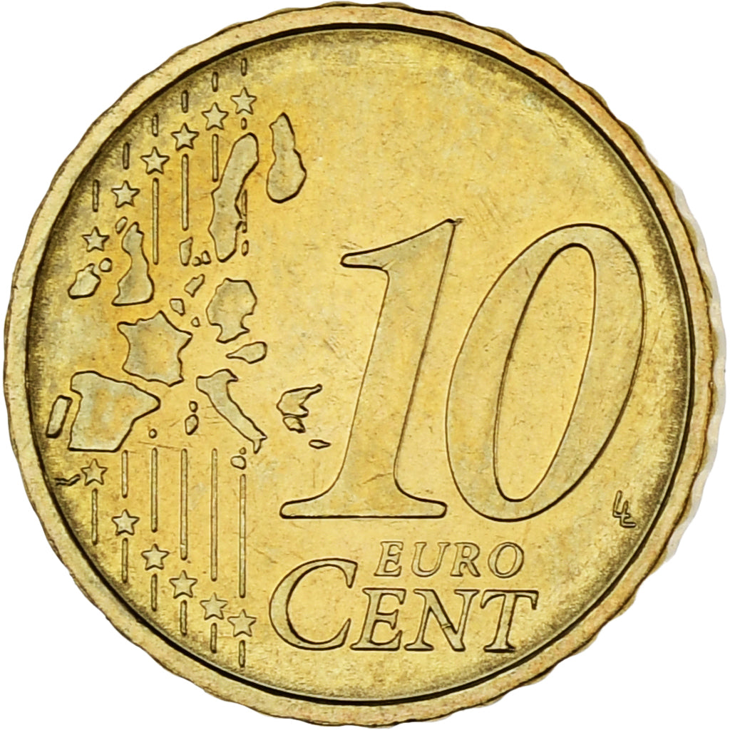 Monaco, Rainier III, 10 Euro Cent, 2002, Paris, MS(63), Brass, Gadoury:MC175