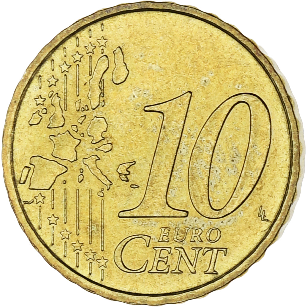 Monaco, Rainier III, 10 Euro Cent, 2002, Paris, MS(63), Brass, Gadoury:MC175