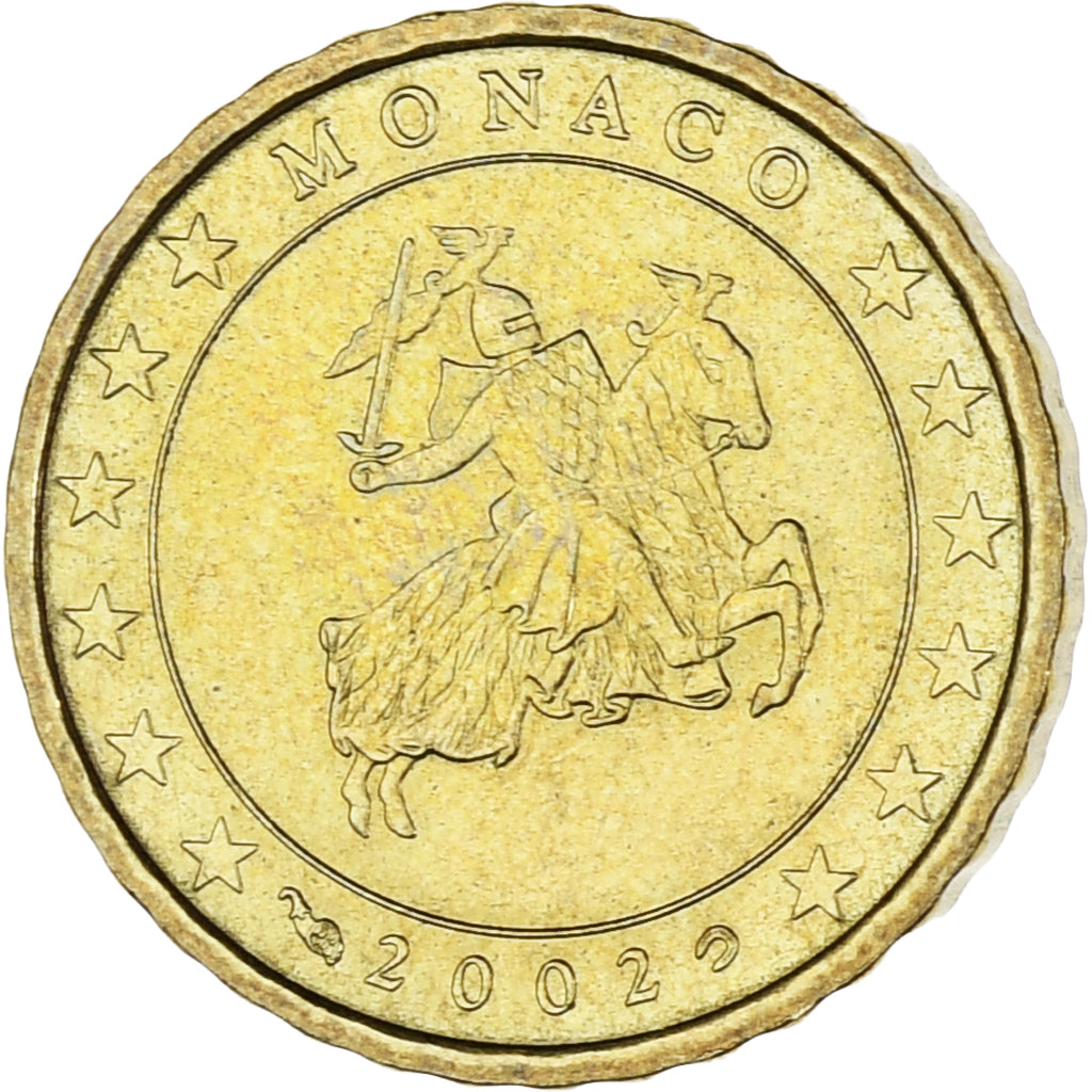 Monaco, Rainier III, 10 Euro Cent, 2002, Paris, MS(63), Brass, Gadoury:MC175