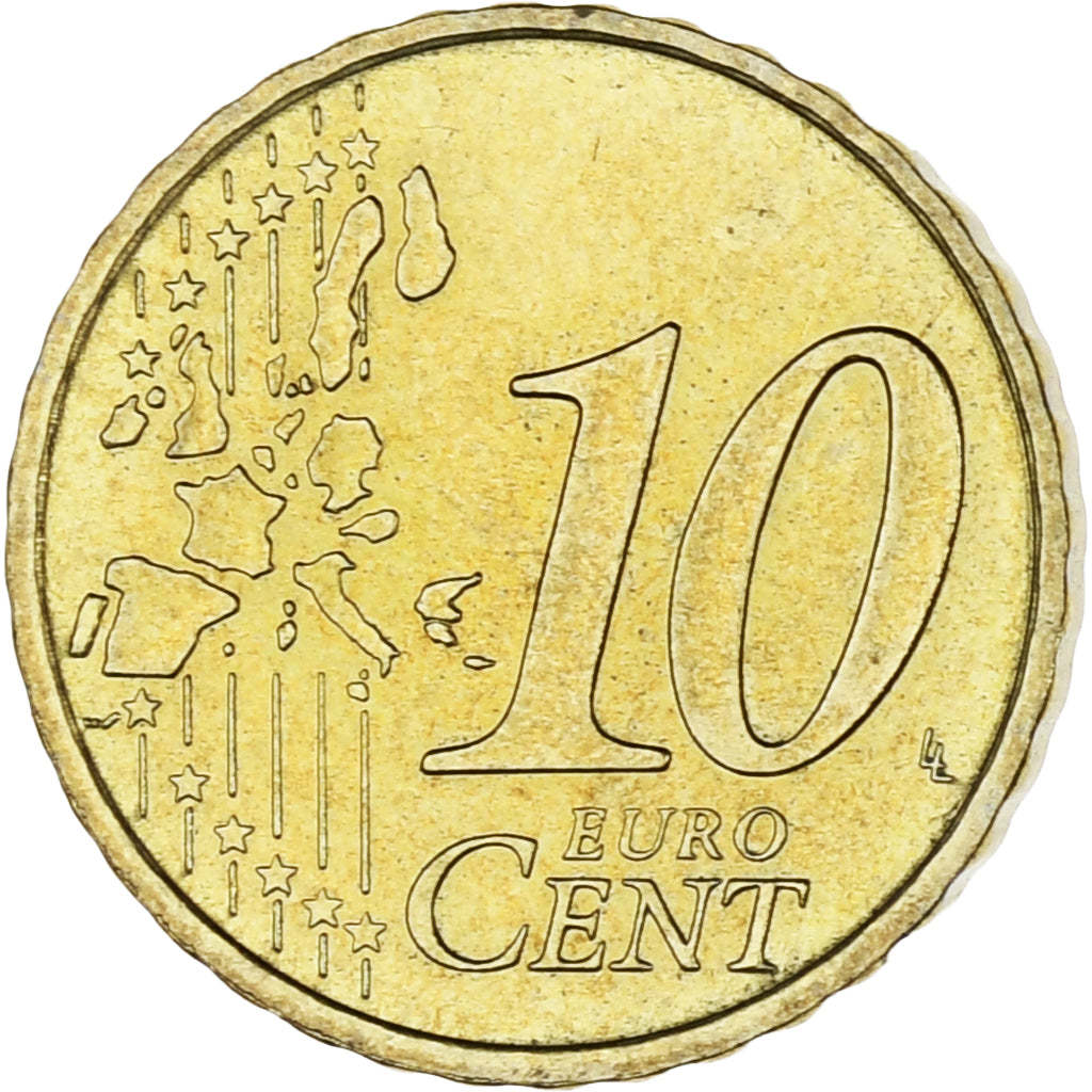 Monaco, Rainier III, 10 Euro Cent, 2002, Paris, MS(63), Brass, Gadoury:MC175