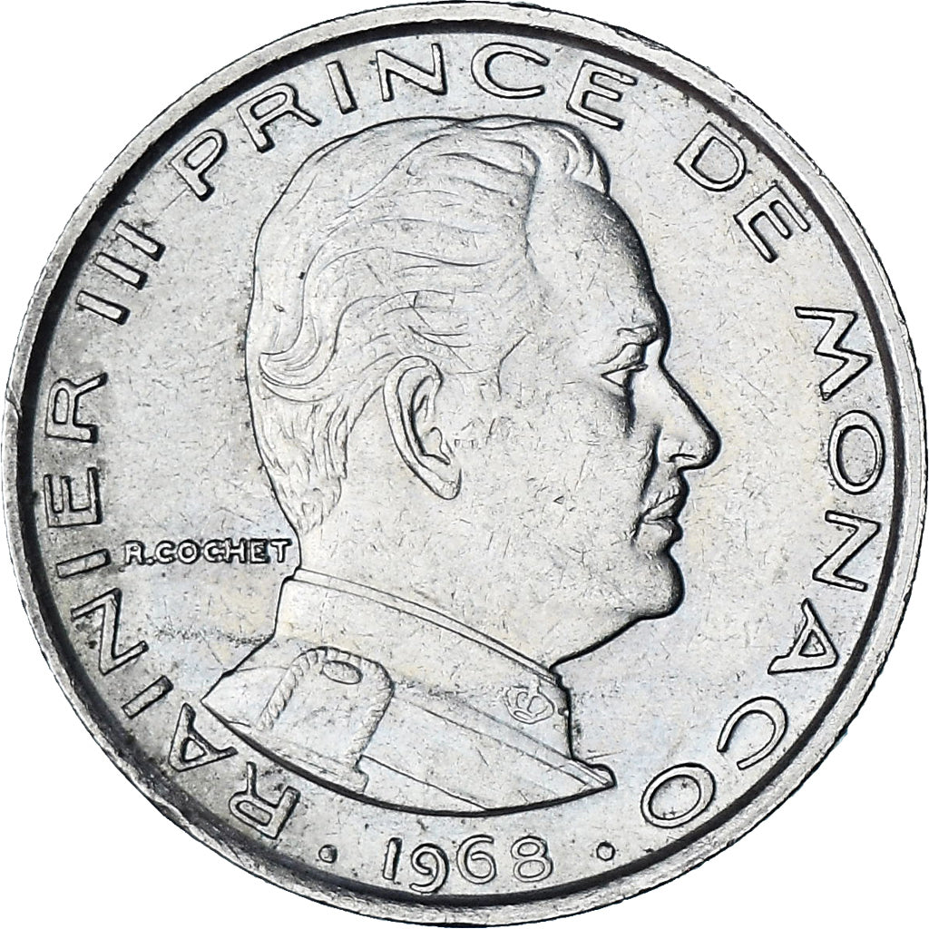 Monaco, Rainier III, Franc, 1968, AU(55-58), Nickel, KM:140, Gadoury:MC 150