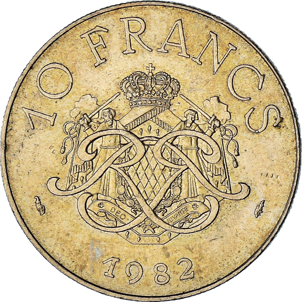 Monaco, Rainier III, 10 Francs, 1982, VZ, Copper-Nickel-Aluminum, KM:154