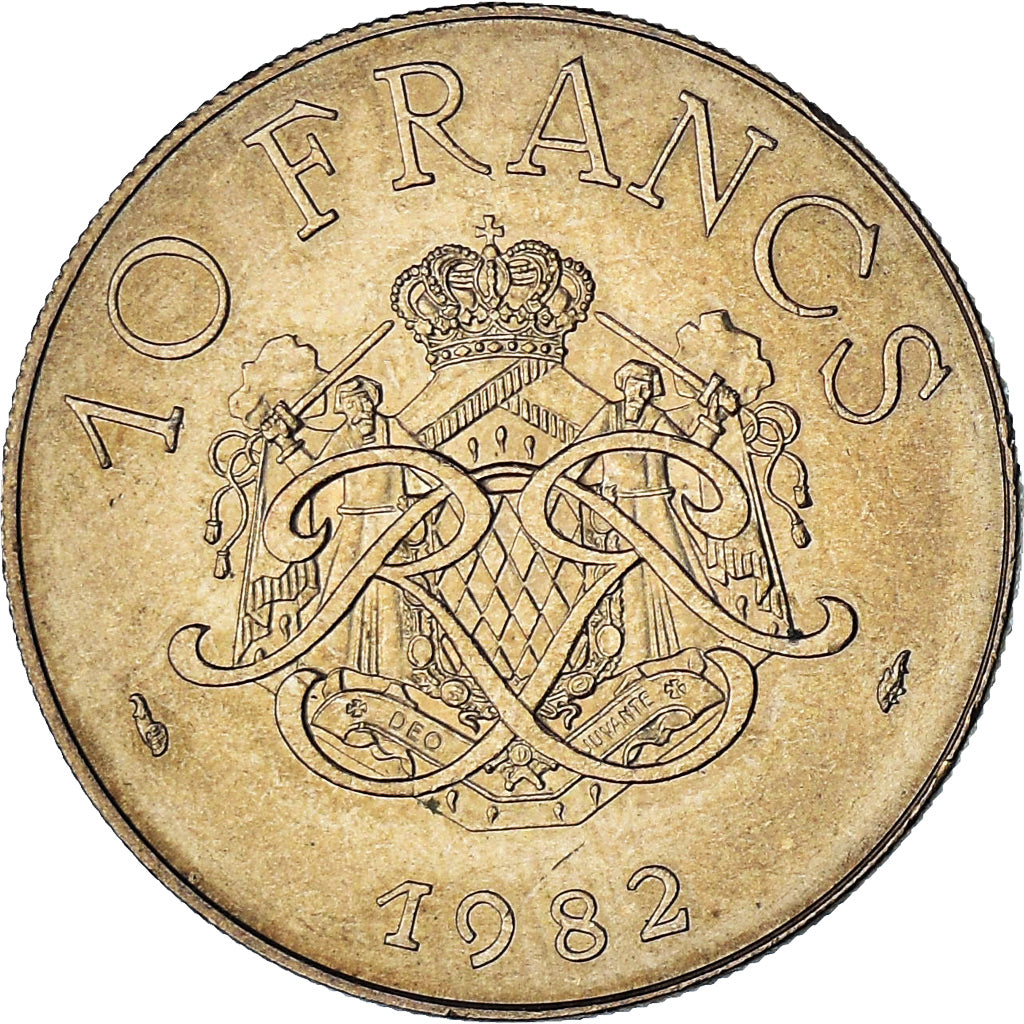 Monaco, Rainier III, 10 Francs, 1982, AU(55-58), Copper-Nickel-Aluminum, KM:154
