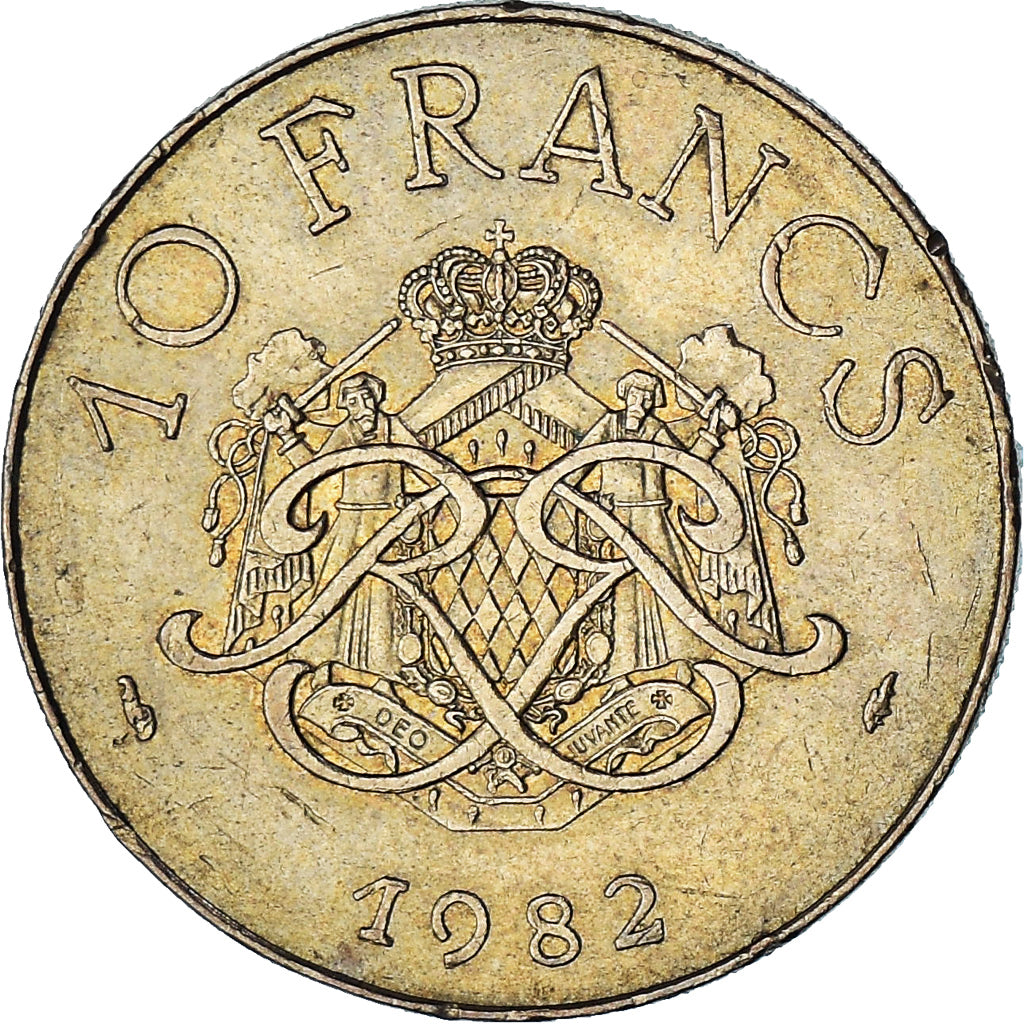 Monaco, Rainier III, 10 Francs, 1982, VZ, Copper-Nickel-Aluminum, KM:154