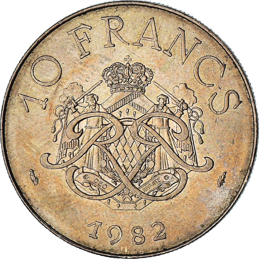Monaco, Rainier III, 10 Francs, 1982, BB, Rame-nichel-alluminio, KM:154