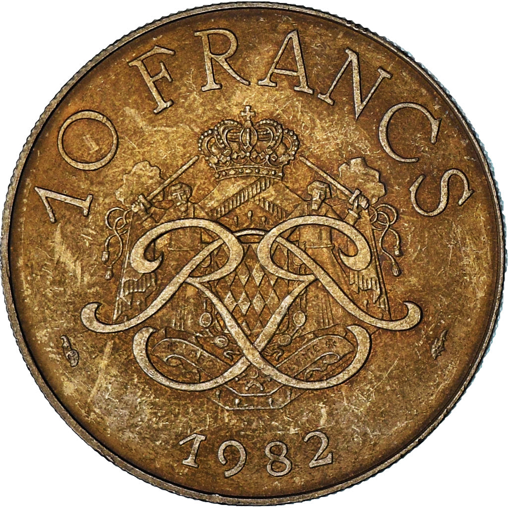 Monaco, Rainier III, 10 Francs, 1982, BB, Rame-nichel-alluminio, KM:154
