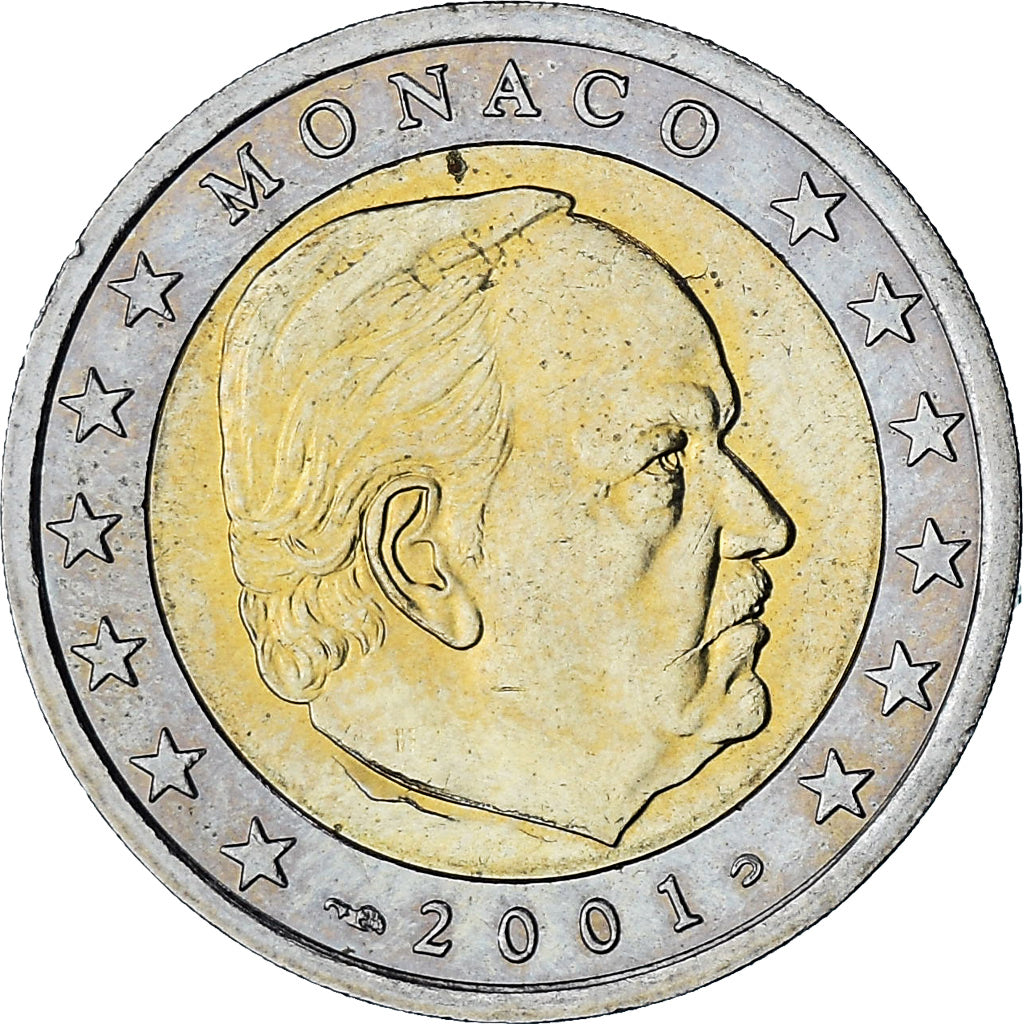 Monaco, Rainier III, 2 Euro, 2001, Paris, AU(55-58), Bi-Metallic, Gadoury:MC179