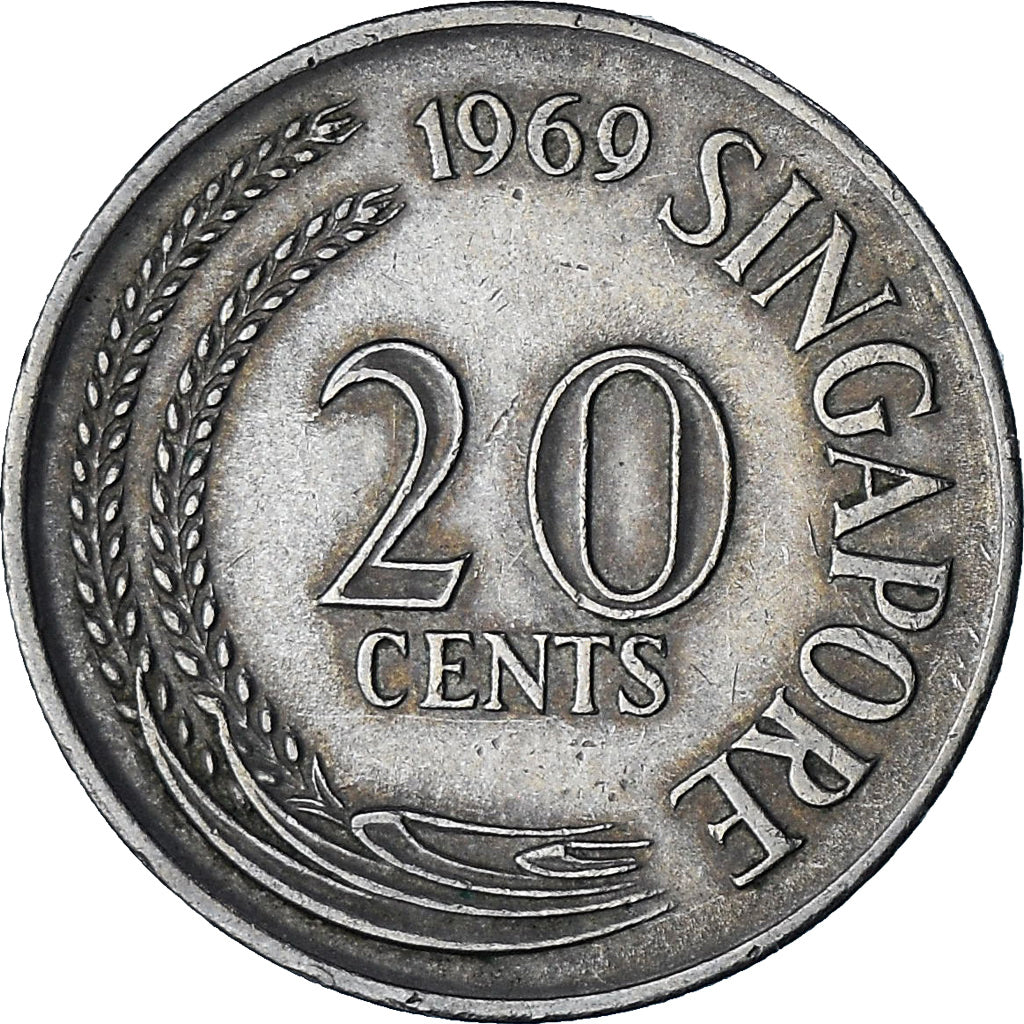 Singapura, 20 Cents, 1969, Singapore Mint, EF(40-45), Cobre-níquel, KM:4