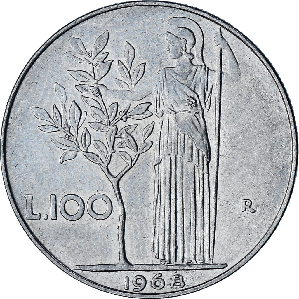 Włochy, 100 Lire, 1968, Rome, AU(55-58), Stal nierdzewna, KM:96.1