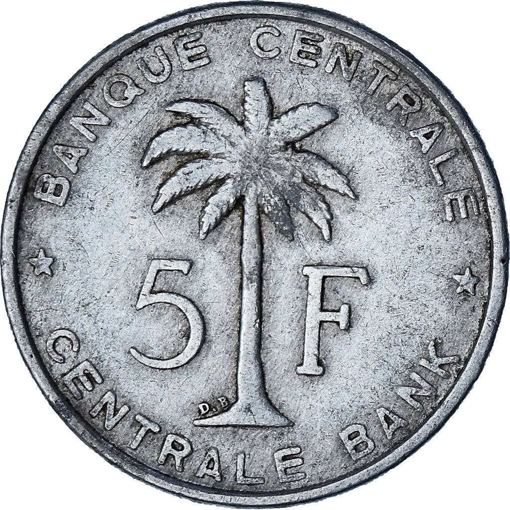 Belgian Congo, RUANDA-URUNDI, 5 Francs, 1958, EF(40-45), Aluminum, KM:3