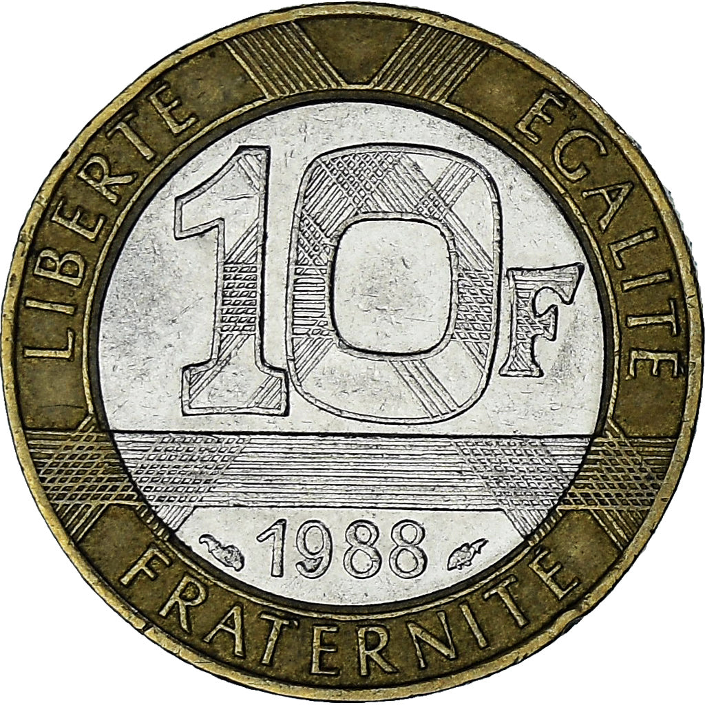 Francia, Génie, 10 Francs, 1988, MBC, Bimetálico, KM:964.1, Gadoury:827