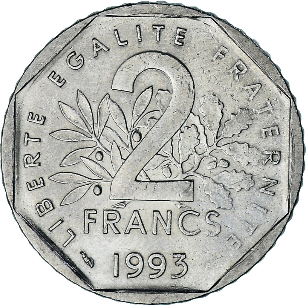 Frankrijk, Jean Moulin, 2 Francs, 1993, PR, Nickel, KM:1062, Gadoury:548