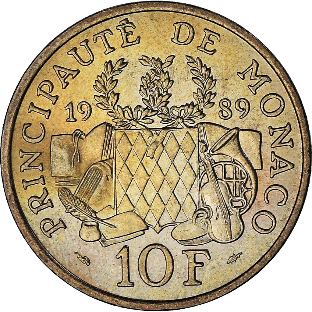 Monaco, Rainier III, 10 Francs, 1989, SPL, Nichel-alluminio-bronzo, KM:162