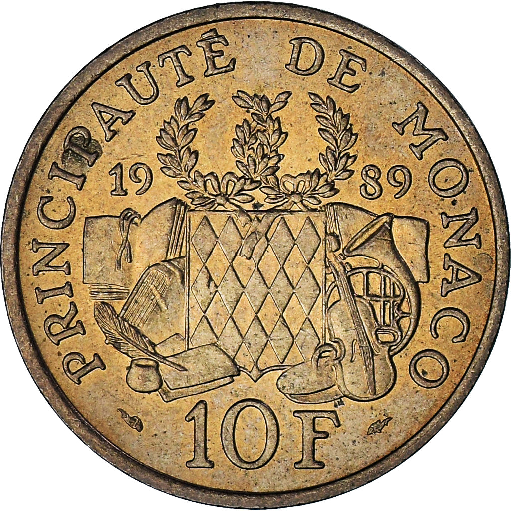Monaco, Rainier III, 10 Francs, 1989, MS(63), Nickel-Aluminum-Bronze, KM:162