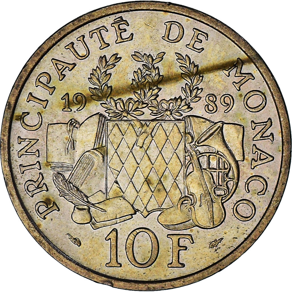 Monaco, Rainier III, 10 Francs, 1989, SPL-, Nichel-alluminio-bronzo, KM:162