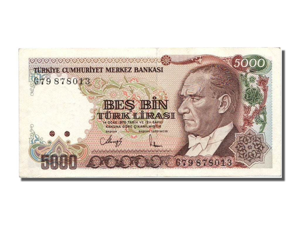 Turquie, 5000 Lira type 1984-97