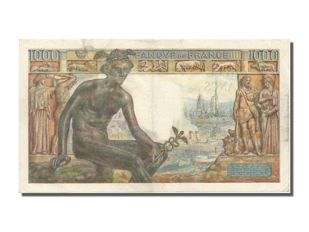 France, 1000 Francs, 1 000 F 1942-1943 ''Déesse Déméter'', 1943, KM #102, 194...