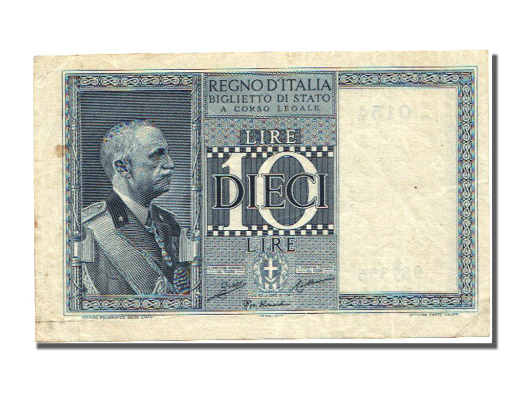 Italy, 10 Lire, 1935, KM #25a, AU(50-53), O