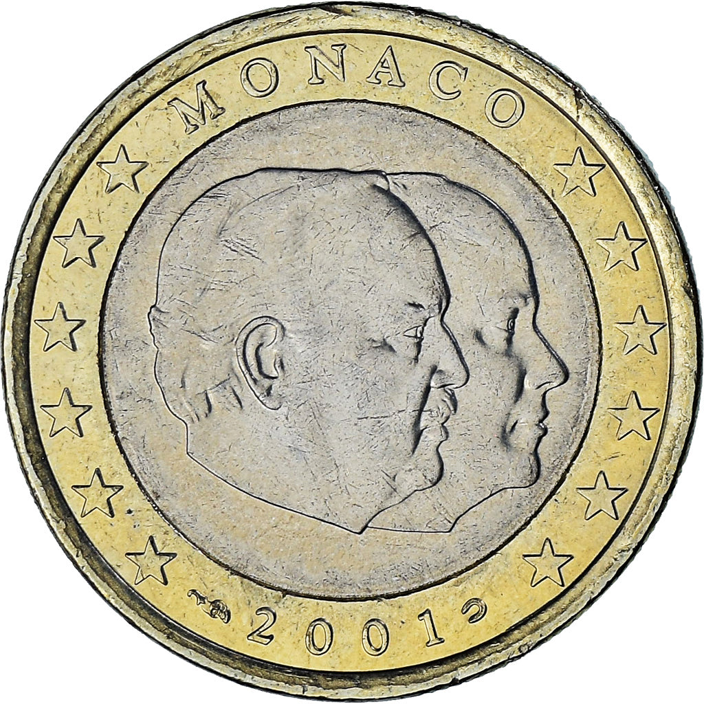Monaco, Rainier III, Euro, 2001, Paris, SS+, Bi-Metallic, Gadoury:MC178, KM:173