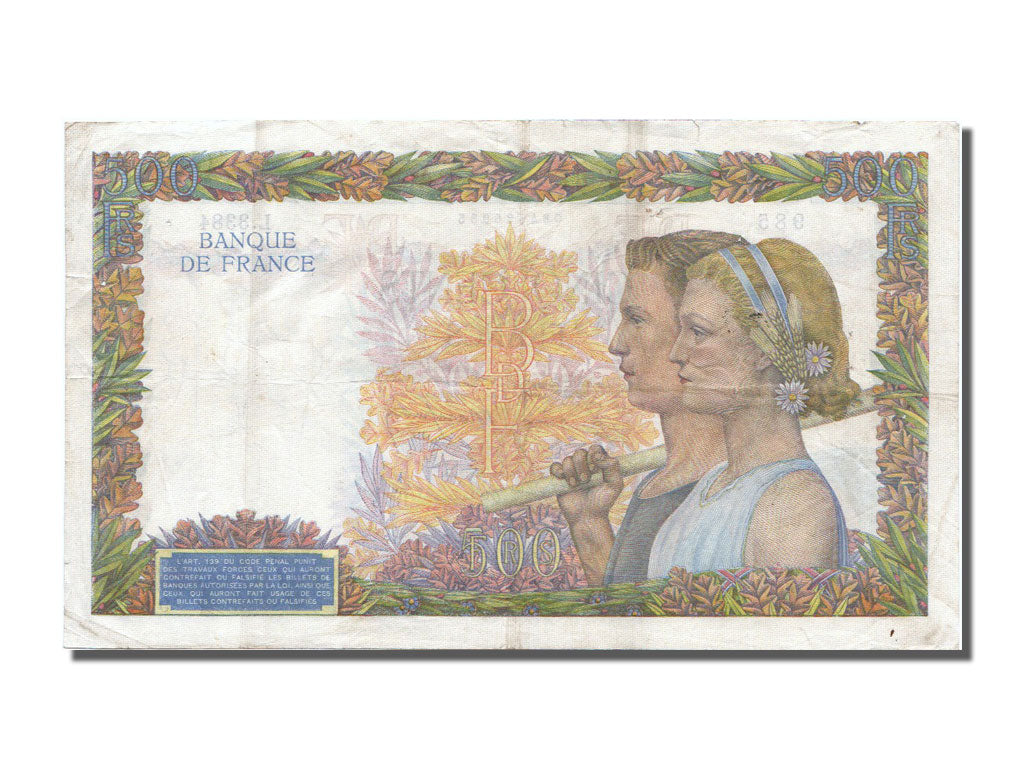 France, 500 Francs, 500 F 1940-1944 ''La Paix'', 1941, KM #95b, 1941-07-31,...