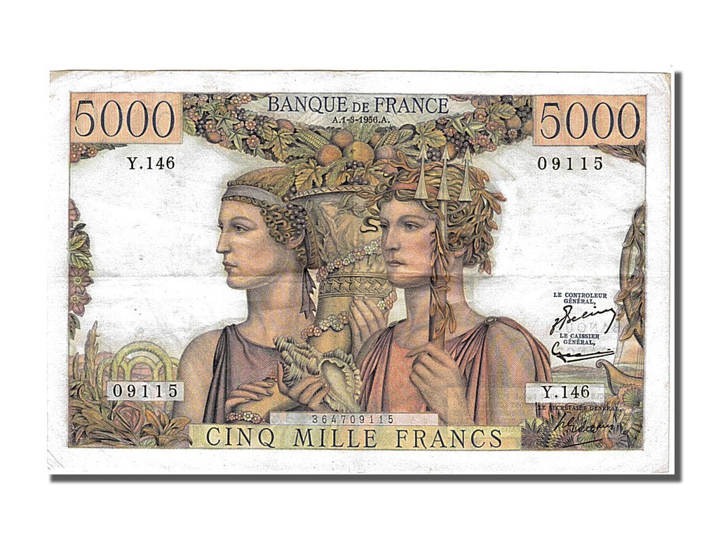 Banknote, France, 5000 Francs, 5 000 F 1949-1957 ''Terre et Mer'', 1956