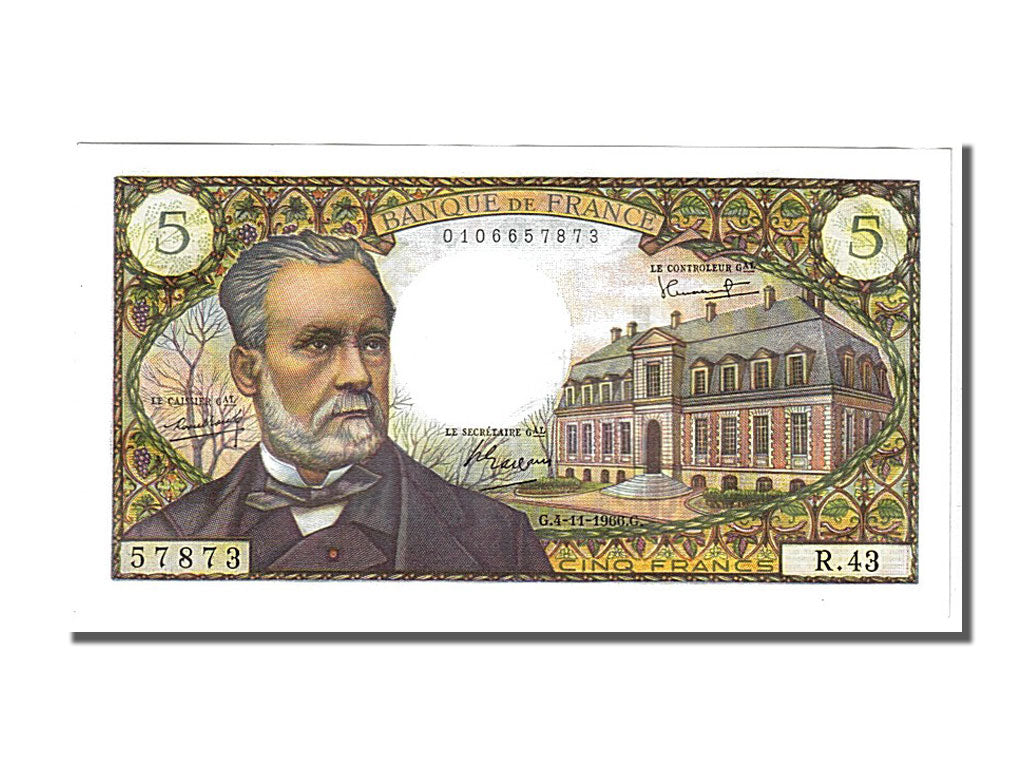 Banknote, France, 5 Francs, 5 F 1966-1970 ''Pasteur'', 1966, 1966-11-04