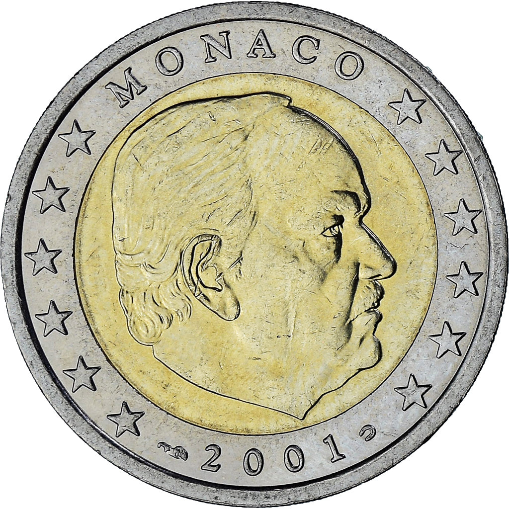 Monaco, Rainier III, 2 Euro, 2001, Paris, AU(55-58), Bi-Metallic, Gadoury:MC179