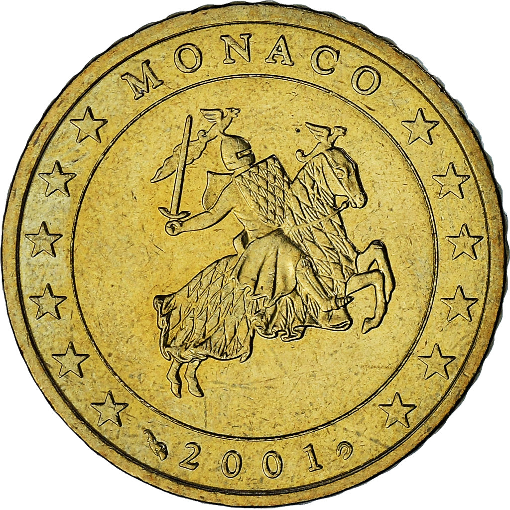 Monaco, Rainier III, 50 Euro Cent, 2001, Paris, AU(55-58), Brass, Gadoury:MC177