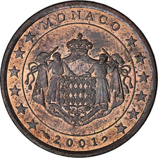 Monaco, Rainier III, 5 Euro Cent, 2001, Paris, EF(40-45), Copper Plated Steel