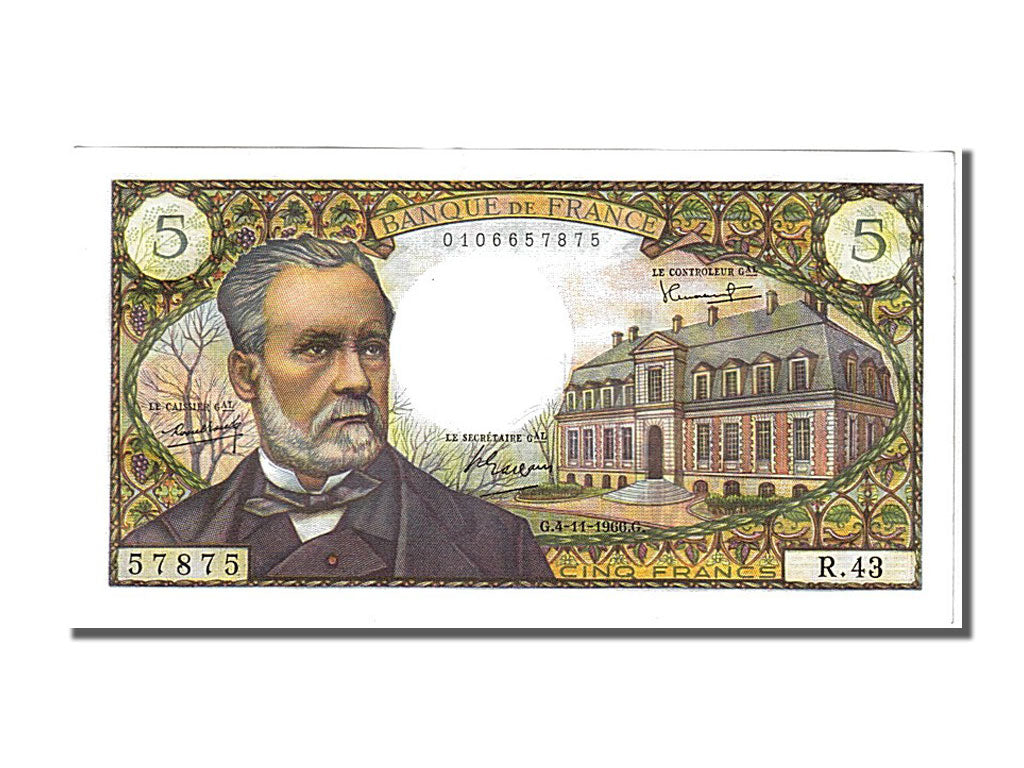 Banknote, France, 5 Francs, 5 F 1966-1970 ''Pasteur'', 1966, 1966-11-04
